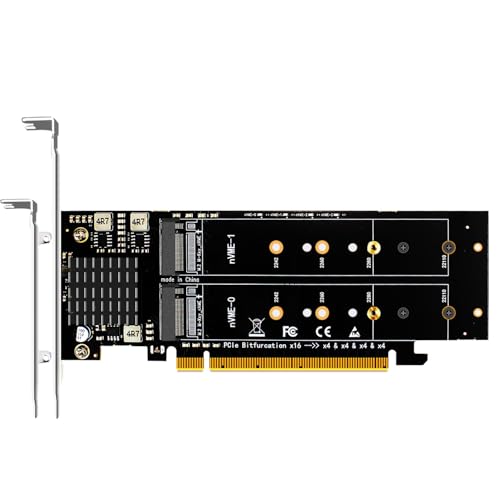 GLOTRENDS PA41 4 Ports M.2 NVMe zu PCIe 4.0 X16 Adapter ohne PCIe Bifurcation Funktion, unterstützt 22110/2280/2260/2242/2230 Größe von GLOTRENDS