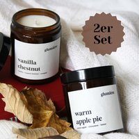Herbst Duftkerzen Set - Sojawachs Duftkerze Warm Apple Pie Und Vanilla Chestnut Kerze Im Apothekerglas Handmade & Vegan 180 Ml von glumiere