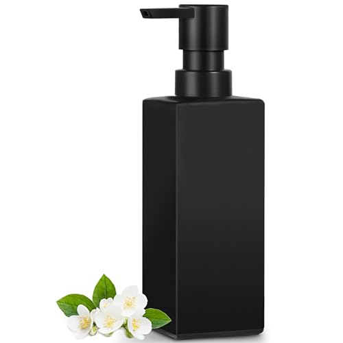 GMISUN Seifenspender schwarz, 12 Unze / 355ml Spülmittelspender für Küche, Modern Handseifenspender Glas für Badezimmer, Stivoll Flüssigseifenspender mit Kunststoffpumpe, Soap Dispenser von gmisun