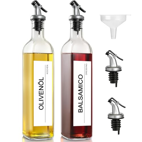 gmisun Ölflasche, 2 Packungen Olivenöl Flasche, 500ml Glas Klar Ölspender, Essig Und Ölflaschen Set Mit 2 Ausgussstopfen, Klarer Ölflasche Mit Ausgießer Für Küche, Kochen, Salate und Grillen Geeignet gmisun Ölflasche, 2 Packungen Olivenöl Flasche, 500ml Glas Klar Ölspender, Essig Und Ölflaschen Set Mit 2 Ausgussstopfen, Klarer Ölflasche Mit Ausgießer Für Küche, Kochen, Salate und Grillen Geeignet von gmisun