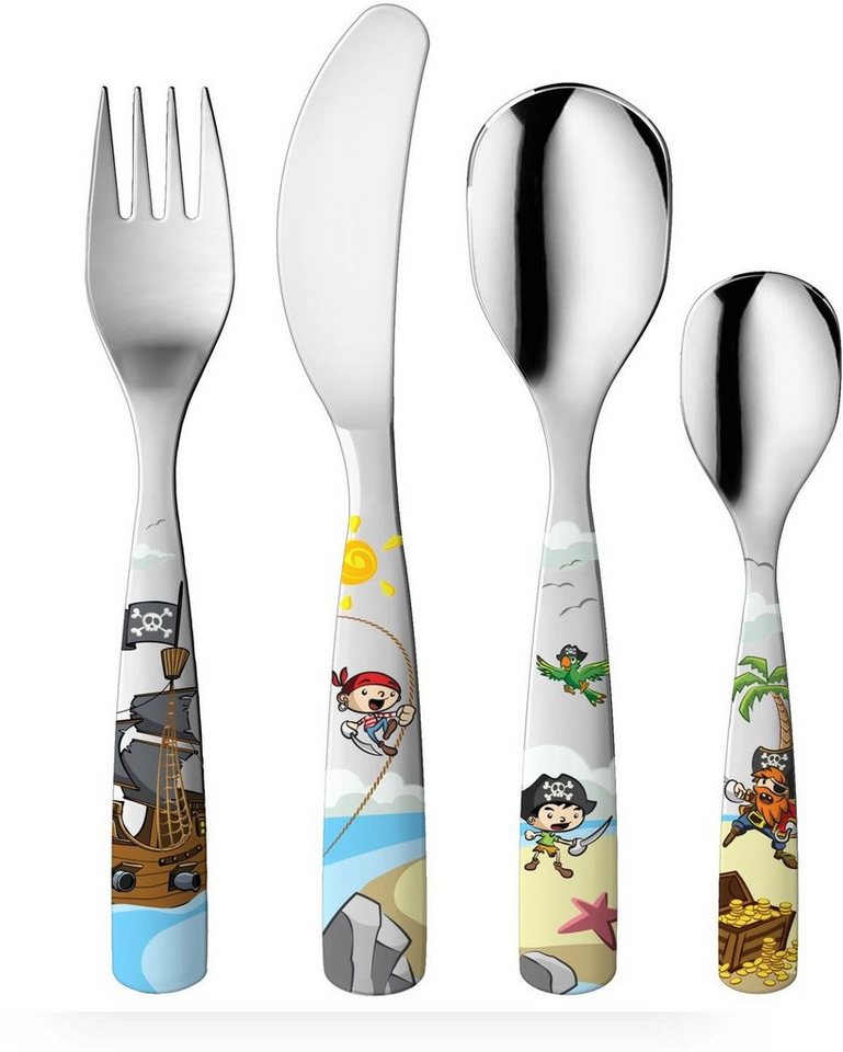 gnali & zani Kinderbesteck Piraten (4-tlg), 1 Personen, Edelstahl, Made in Italy von gnali & zani