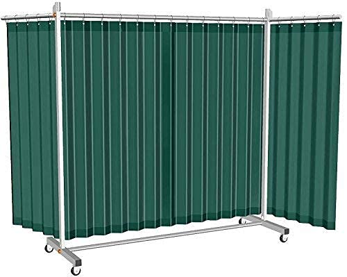 Godirect24 Mobile & fahrbare Schweißschutz Stellwand, 3-teilig, B370 x H210cm, mit Plane grün, Schweißerschutzwand nach EN ISO 25980 von godirect24