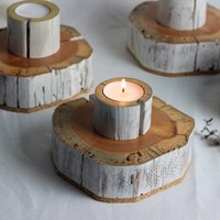 Altholz Teelichthalter - 3Er Set, Wabi-Sabi Stil von gobidesign