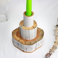 Kerzenhalter Aus Altholz, Handgefertigter Im Wabi-Sabi-stil Mit Messingbecher von gobidesign
