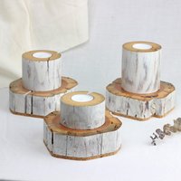 Set Von 3 Teelichthaltern Aus Altholz, Handgemachter Kerzenhalter Im Wabi-Sabi-stil von gobidesign