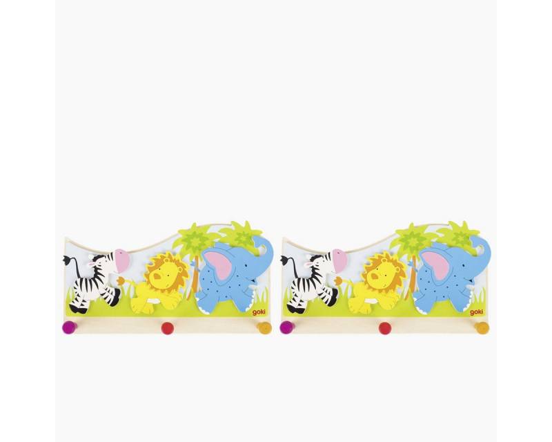 goki Garderobenpaneel Garderobe Tiere in Afrika 2er Set (spar-set, 2 St., packung), Praktische Ordnungshilfe mit kindgerechtem Design von goki
