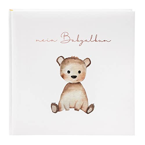 goldbuch 24 458 Fotoalbum Teddybär Foto Album 60 weiße Seiten für 120 Bilder, Babyfotobuch für Mädchen und Jungs, Kunstdruck, Babyalbum Beige, Fotobuch 25 x 25 x 4 cm von goldbuch