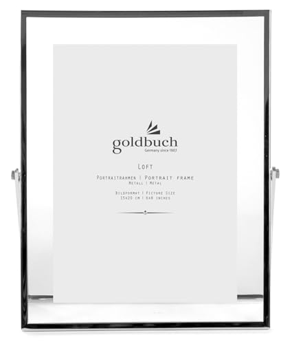 goldbuch Bilderrahmen Loft aus Metall, Rahmen mit Aufsteller, Portraitrahmen für 1 Bild/Foto im 15x20 cm Format, Metallbilderrahmen ca. 19,7 x 24,7 x 1 cm, Frame Silber von goldbuch