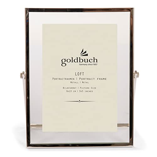 goldbuch Bilderrahmen Loft aus Metall, Rahmen mit Aufsteller, Portraitrahmen für 1 Bild/Foto im 9x13 cm Format, Metallbilderrahmen ca. 14,2 x 17,2 x 1 cm, Frame Silber, 9 x 13 cm von goldbuch