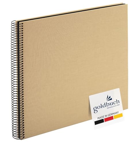 goldbuch 25 506 Spiralalbum Bella Vista Beige, Foto Album 35 x 30 cm, Fotoalbum mit 40 schwarze Seiten, Erinnerungsalbum aus Leinen, Fotobuch für Bilder und Fotos zum Einkleben, Einband Sandfarben von goldbuch