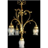 Schwere Feuervergoldete Jugendstil Bronze Deckenlampe Aus Frankreich Um 1900 Chandelier von goldcrabs