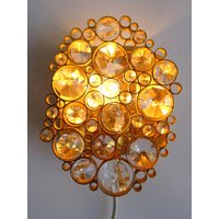 Vintage Mid Century Kristall Wandlampe in Vergoldetem Messing Von Palwa von goldcrabs
