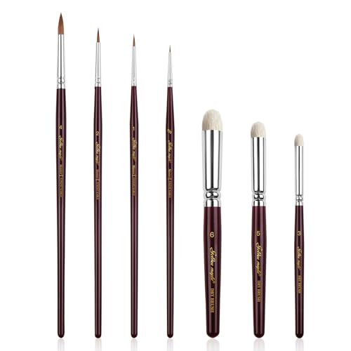 Kolinsky Sable Miniature Brushes Drybrushes for Miniature Set 7 pcs Paint Brushes for Miniature Oil Acrylics Model Paint Brushes #3, 5, 6 von golden maple