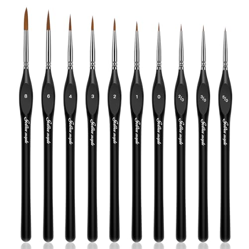 TOCYORIC 10 Pcs Best Professional Detail Paint Brush, Miniature Brushes Will Keep a Fine Point and Spring, for Watercolor, Oil, Acrylic, Nail Art Models von golden maple