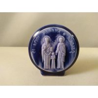 Vintage Christliche Religiöse Keramik , .miniatur .. Heiliger Rafael, Nikolaos Figur Ikone von goldenbee12