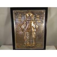 Vintage Metall Holz Christian Religiöse Ikone.. Heiliger Nektarios von goldenbee12