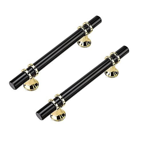 goldenwarm 10 Stück Möbelgriffe 128mm Schwarz Küchengriffe Edelstahl Gold&Schwarz Küche Schrankgriffe 128mm lochabstand Türgriffe Gold von goldenwarm