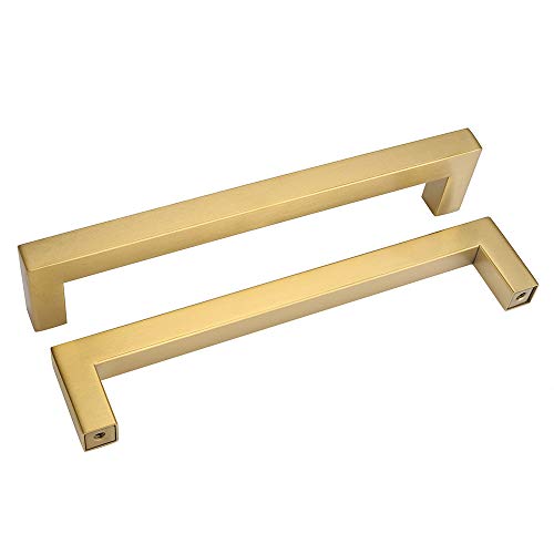 goldenwarm 10 Stück Möbelgriffe Gold Küchengriffe 160mm Lochabstand Küchenschrank Griffe Gold Schubladengriffe Gold Griffe Küche Gold 160mm Gold Griffe von goldenwarm