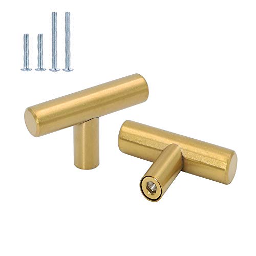 goldenwarm 10x Türknopf Edelstahl Möbelknöpfe Modern Stangengriff Einzelloch für Tür Schrank LS201GD (Gold) von goldenwarm