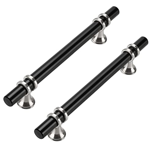 goldenwarm 10 Stück Möbelgriffe Schwarz Küchengriffe Edelstahl Sliver&Schwarz Küche Schrankgriffe 128mm lochabstand Türgriffe Sliver von goldenwarm