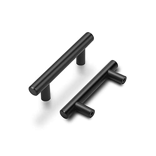 goldenwarm 15 Stück Möbelgriffe 64mm Schwarz Küchenschrank Türgriffe Schrank ziehen LS201BK64 T Stangengriff Hohle Edelstahl Möbelgriffe Relinggriff Inklusive Schrauben von goldenwarm