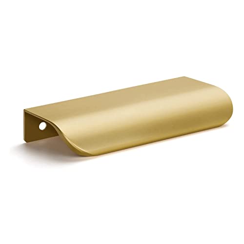 goldenwarm 2 Stück Küchengriffe Aluminium 128mm Gold Schrankgriffe Türgriff Geschwungener Schubladengriff Verdeckter Möbelgriffe Garderobe Griffe von goldenwarm