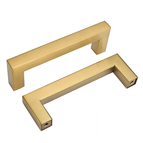 goldenwarm 5 Stück Schrankgriffe Gold Möbelgriffe 96mm Lochabstand Goldene Griffe Küchenschrank Griffe Möbel Gold Küchengriffe von goldenwarm