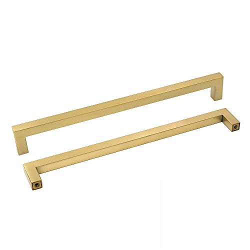 goldenwarm Möbelgriff, für Küche, goldfarben, LSJ12GD224, Möbelgriff, Messing, gebürstet, Abstand 224 mm, 5 Stück von goldenwarm