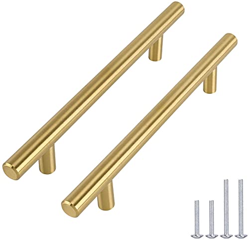 goldenwarm 50x256mm Möbelgriffe Edelstahl Stangengriff Schublade Modern Griffe für Küchenschrank Türgriffe,Gold von goldenwarm