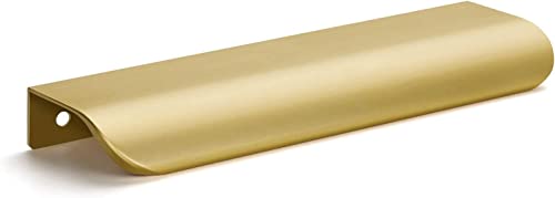 goldenwarm Goldgriffe, 128 mm, Messinggriffe, goldfarbene Schubladengriffe, Fingerkante, gebürstetes Messing, Aluminium-Profilgriff für Zuhause, Küche, Tür, 10 Stück von goldenwarm