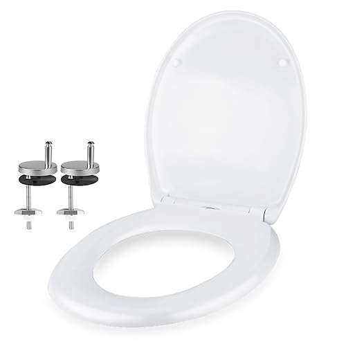 goldenwarm Weiß Toilettendeckel Oval WC Sitze abnehmbar Toilettensitz Softclose Quick-Release-Funktion Klodeckel von goldenwarm