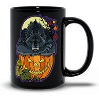 Werwolf Und Jack O' Windlicht Schwarze Tasse von goldenwolfart
