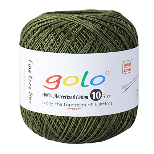 golo Baumwoll-Häkelgarn-Knäuel, Größe 10, Baumwoll-Strickgarn, Garn zum Häkeln, Grün 627 golo Baumwoll-Häkelgarn-Knäuel, Größe 10, Baumwoll-Strickgarn, Garn zum Häkeln, Grün 627 von golo