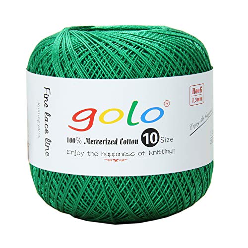 golo Häkelgarn Größe 10 für handgestricktes Häkelgarn Baumwolle häkelgarn (Grün-699) von golo