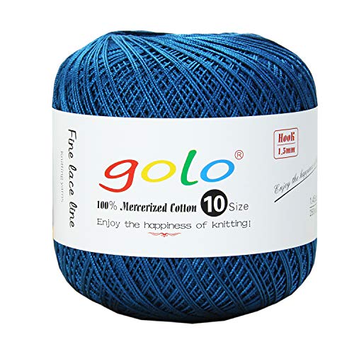 golo Häkelgarn Größe 10 für handgestricktes Häkelgarn Baumwolle (Indigo-434) von golo