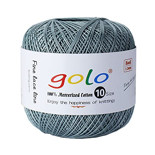 golo Häkelgarn Größe 10 für handgestricktes Häkelgarn Baumwolle (grau Grün-616) von golo