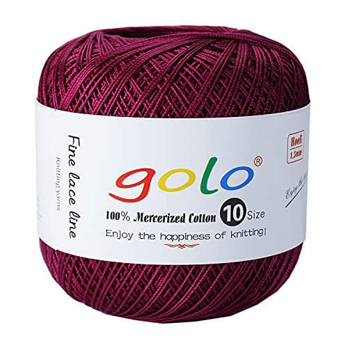 golo Häkelgarn Größe 10 für handgestricktes Häkelgarn baumwolle häkelgarn (Purpurrot-618) von golo