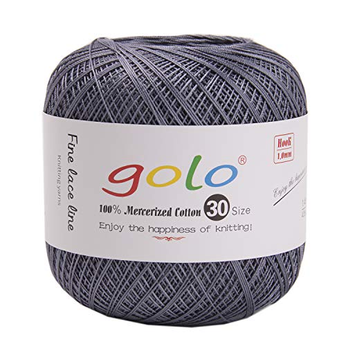 golo Häkelgarn zum Handstricken, Größe 30, Silbergrau 10-765 von golo