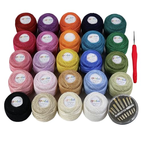 golo Strickgarn Häkelgarn Größe 10 für 24 Farben 10 Gramm handgestricktes Häkelgarn (Fruchtgrün-241) von golo
