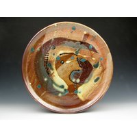 Teller - Servierplatte Schale Shino Steingut Dekoriert 1" X 31, 5" Goneaway Pottery | P1537 von goneawaypottery