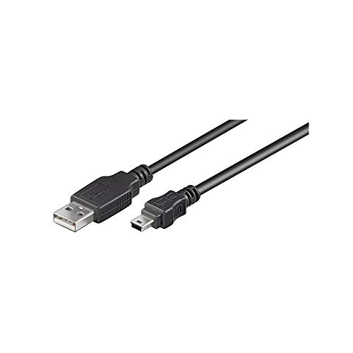 Goobay 50767 USB 2.0 auf USB 2.0 Mini Typ B Kabel 480 Mbits / USB A zu Mini B USB Stecker Adapterkabel / GoPro - Kartenleser - Hubs / Schwarz / 1,8m von goobay