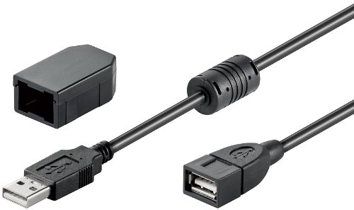 5er Set USB 2.0 Hi-Speed Verlängerungskabel A Stecker auf A Buchse Zugentlastung schwarz 2m von goobay