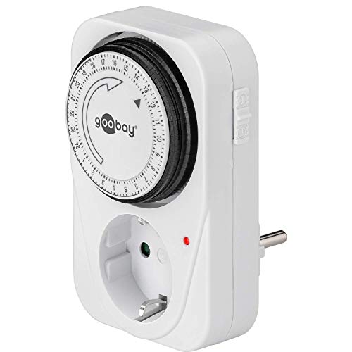 Goobay 51276 Analoge Zeitschaltuhr Steckdose 3500W Mechanische Schaltuhr Zeitschalter für Steckdose Timer Analog 15 Min. Intervall Timer innen Weiß von goobay