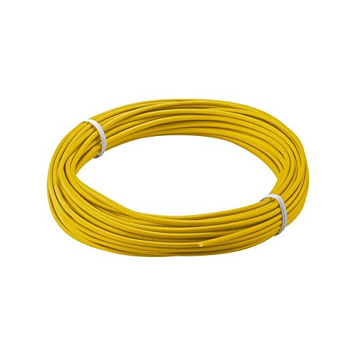 goobay 55041 Kupferlitze isoliert, 1 adrig, mehrdrahtig (18 x 0,1mm) / einadrig Kupferkabel / elektrischer Leiter im Modellbau und Elektrotechnik / PVC isoliert / Gelb / 10m von goobay