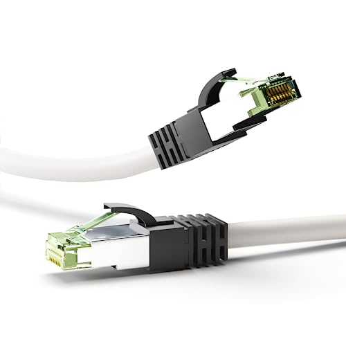 Goobay 55131 RJ45 Patchkabel mit CAT 8.1 S/FTP Rohkabel / Gaming PS5 Playstation 5 2.000 MHz / OFC Lan Kabel 20 Meter / Netzwerkkabel LSZH / Weiß / LAN Kabel 20m von goobay