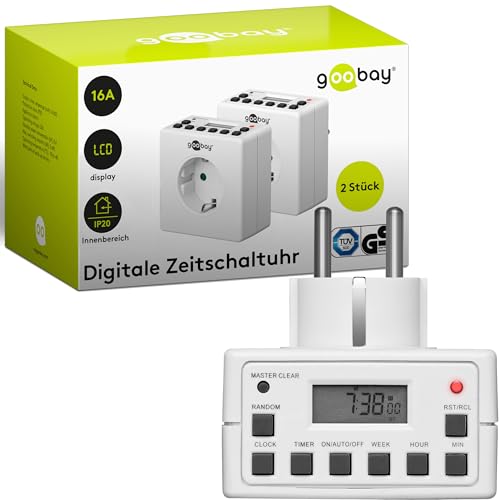Goobay 55541 Digitale Zeitschaltuhr Innen – Geräuschlos - Programmierbar - Dauerbetrieb möglich – 10 Schaltprogramme - Back Up Akku f. 4 Tage – Unauffälliges Design - 2er Set Goobay 55541 Digitale Zeitschaltuhr Innen – Geräuschlos - Programmierbar - Dauerbetrieb möglich – 10 Schaltprogramme - Back Up Akku f. 4 Tage – Unauffälliges Design - 2er Set von goobay