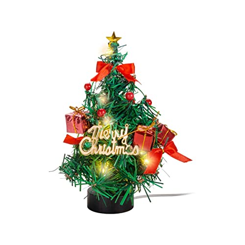 Goobay 60336 Weihnachtsbaum Künstlich 22 cm/Warmweiße LED Beleuchtung/Weihnachtsdeko für Beistelltisch, Schreibtisch oder Fensterbank, Grün, Rot, Gold von goobay