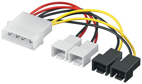 Goobay 65632 PC Lüfter Stromkabel/Stromadapter, 5.25 Stecker zu Lüfter 2x 12 V/2x 5 V von goobay