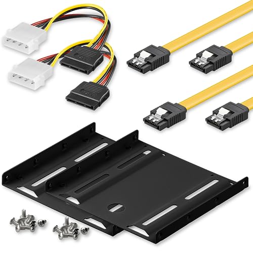 Goobay 65725 2X SSD Festplatte Einbaurahmen 2,5 auf 3,5 / SSD Halterung zum Einbau von 2,5" Festplatten in 3,5" Gehäuse / 2X Stromkabel 5,25 Stecker zu SATA Kabel / 2X PC Datenkabel 6 Gbit/s Goobay 65725 2X SSD Festplatte Einbaurahmen 2,5 auf 3,5 / SSD Halterung zum Einbau von 2,5" Festplatten in 3,5" Gehäuse / 2X Stromkabel 5,25 Stecker zu SATA Kabel / 2X PC Datenkabel 6 Gbit/s von goobay