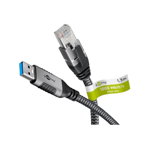 Goobay 15m LAN zu USB Kabel 1 Gbit Datenübertragung - USB A 3.0 auf RJ45 Ethernet CAT 6 Kabel verbindet Router und Notebook oder PC - LAN Kabel Adapter für Laptop - Ersetzt USB auf LAN Adapter - 70695 Goobay 15m LAN zu USB Kabel 1 Gbit Datenübertragung - USB A 3.0 auf RJ45 Ethernet CAT 6 Kabel verbindet Router und Notebook oder PC - LAN Kabel Adapter für Laptop - Ersetzt USB auf LAN Adapter - 70695 von goobay